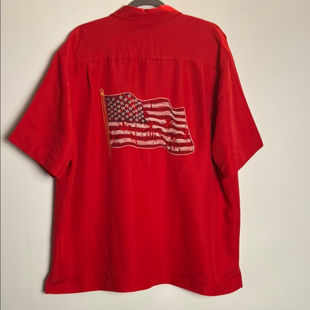 Caribbean Embroidered Red Men's Shirt with Flag Design